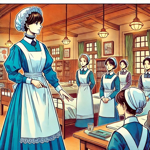 Florence Nightingale enseigne à des élèves infirmières.