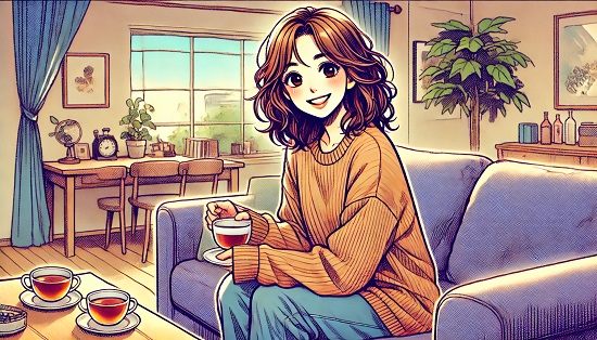 Femme qui se prépare un thé pour rechercher tranquillement quels financement elle a le droit en vu de faire la formation aide-soignante en IFAS.